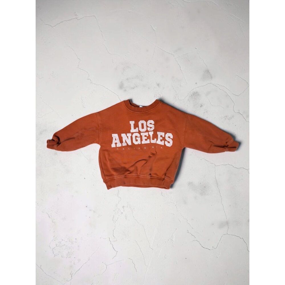 Zara Kids Los Angeles Rust Orange Graphic Sweatshirt Size 2Y